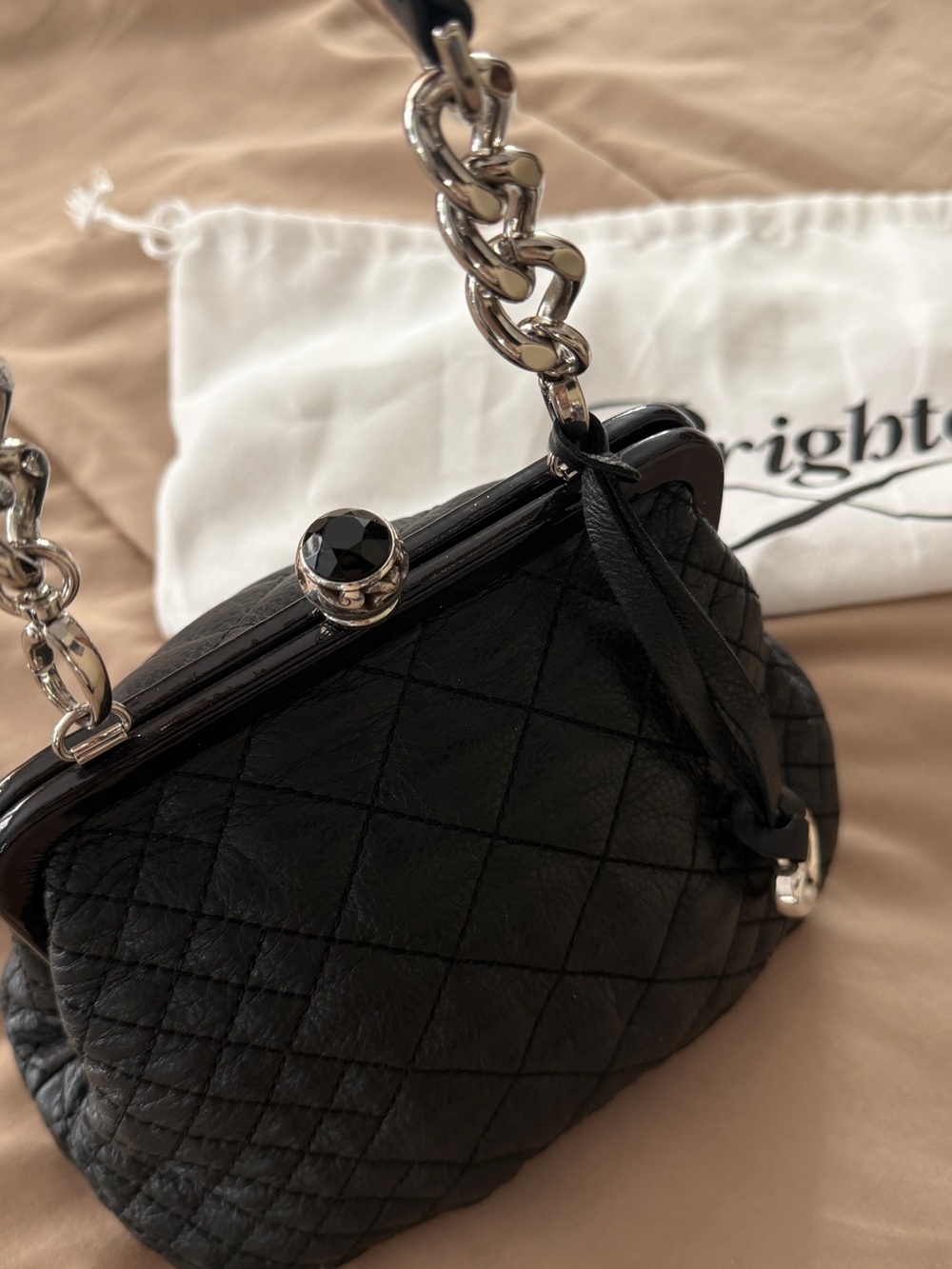 Brighton Black Leather evening bag
